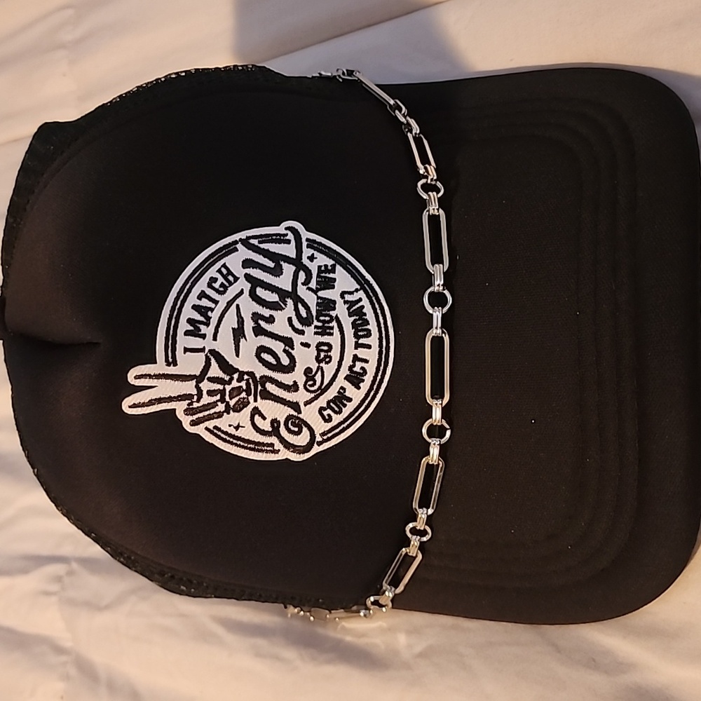 Black Trucker Hat with Matching  Energy Patch